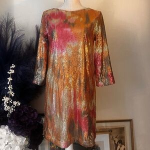 Gold/ Pink/ Light Green Sequence Dress